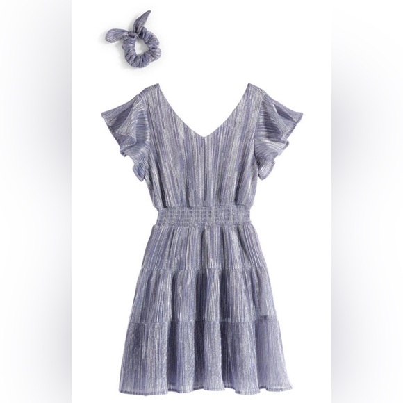 Nordstrom Other - Girls 8 Nicky Lew dress and scrunchie from Nordstroms - Purple Metallic fabric